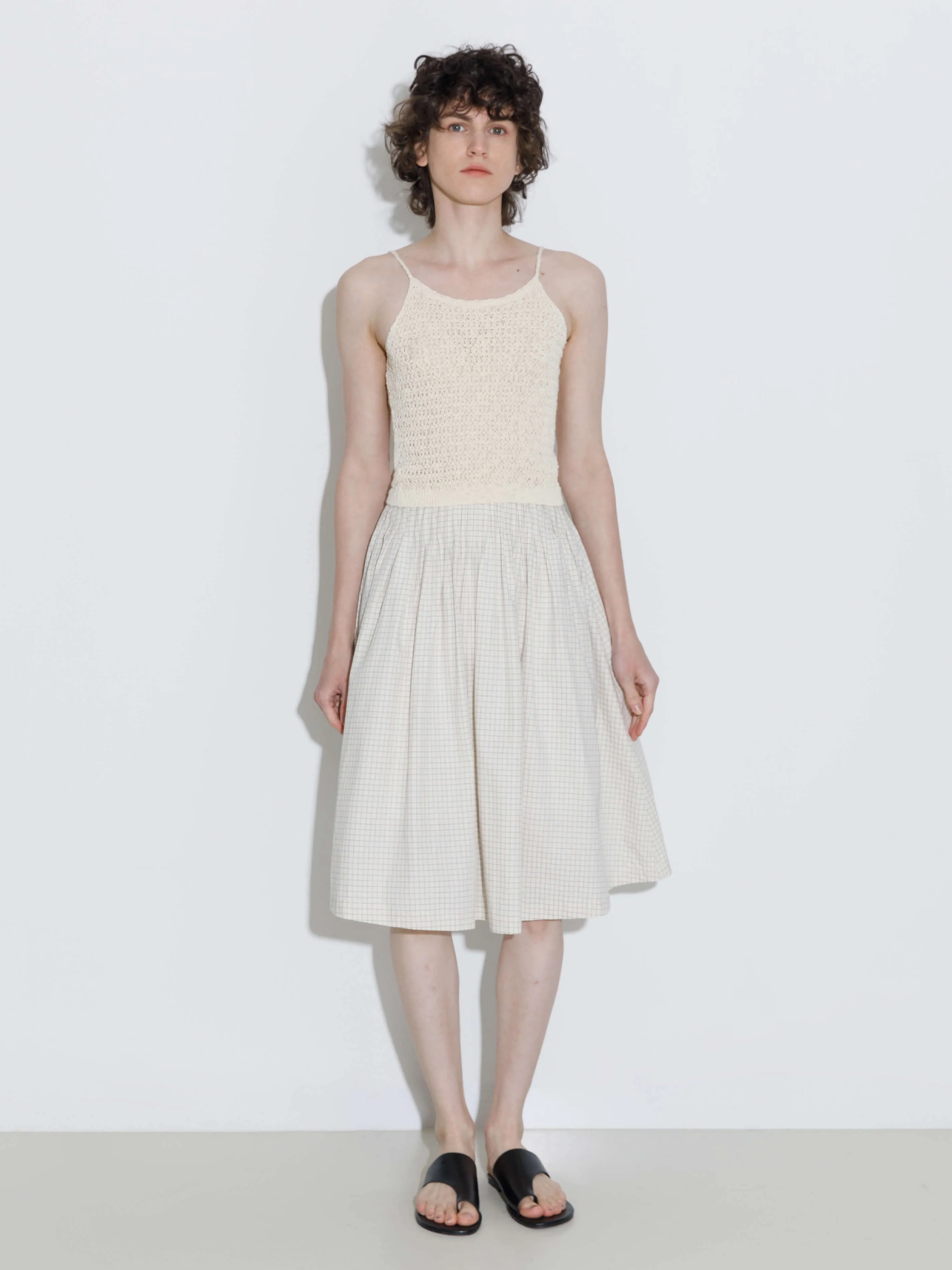 100% Cotton A-Line Midi Skirt