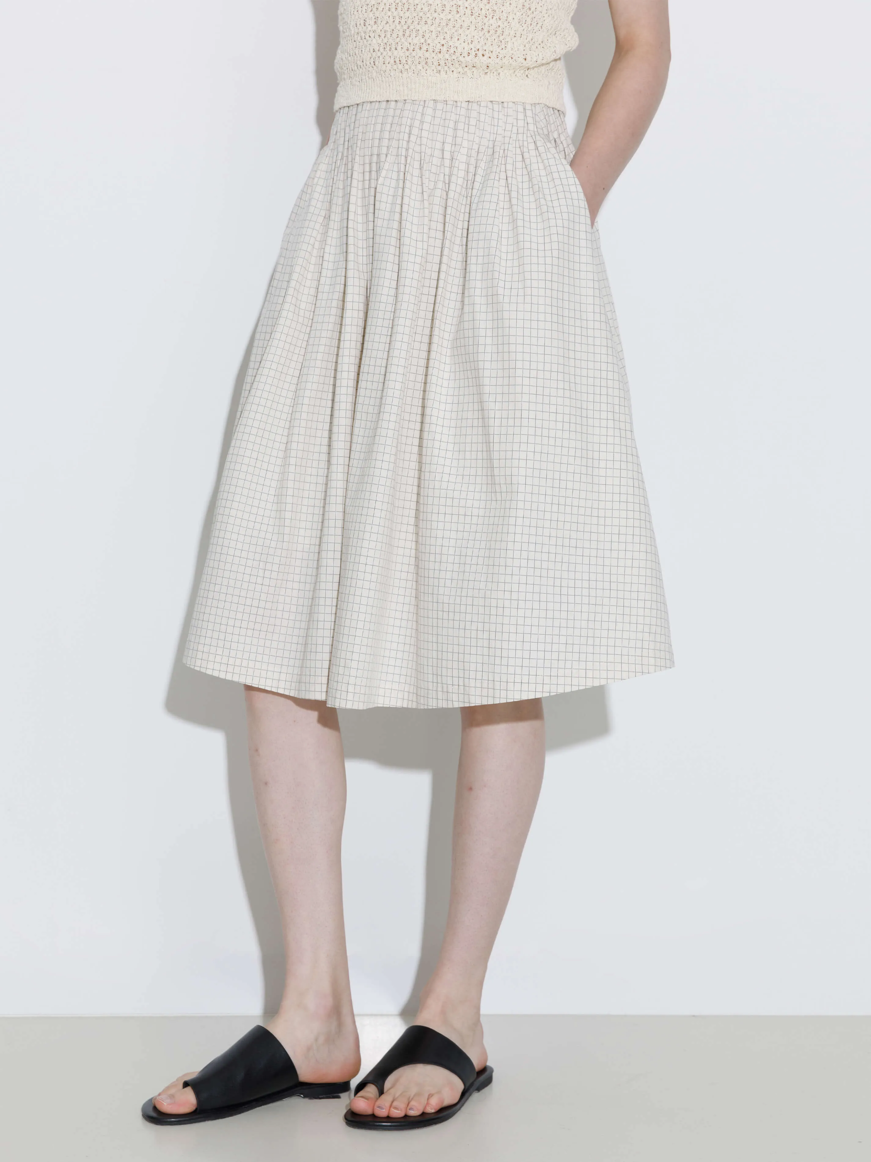 100% Cotton A-Line Midi Skirt