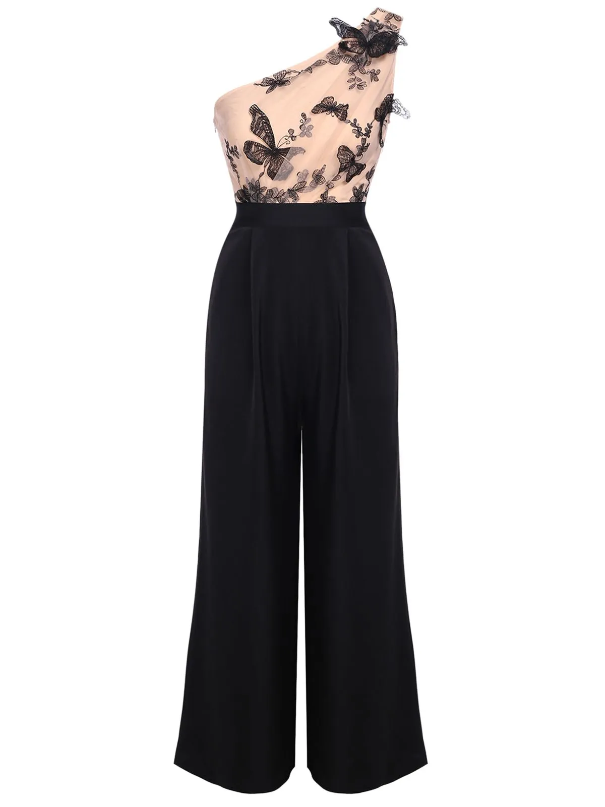 1930s One-shoulder Lace Butterfly Jumpsuit