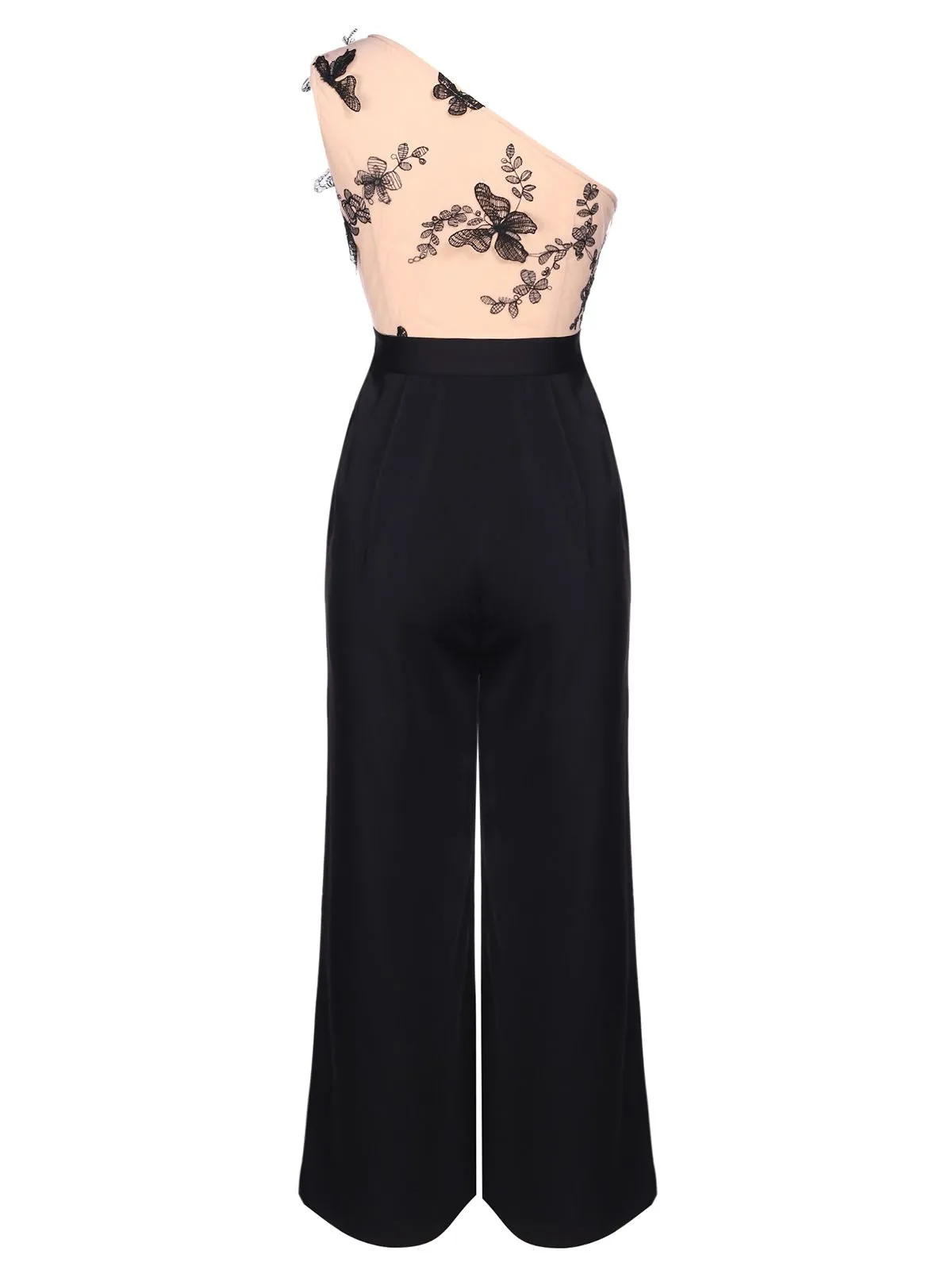 1930s One-shoulder Lace Butterfly Jumpsuit