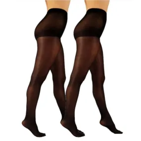 2 Pack Ladie's 30 Denier ULTRA GLOSSY OPAQUE TIGHTS Black Shimmer Mocca Grey fit up to 36-42 inch Hip/One Size