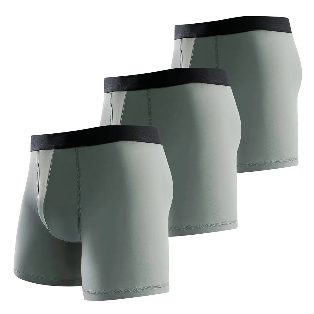 3 Pcs Men's Underwear Trunks Boxer, Grey