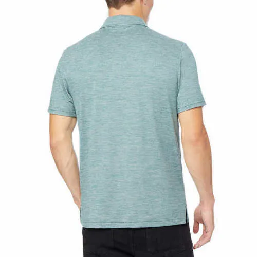 32 Degrees Cool Men's Ultra Lux Polo Heather Sea Moss Striped