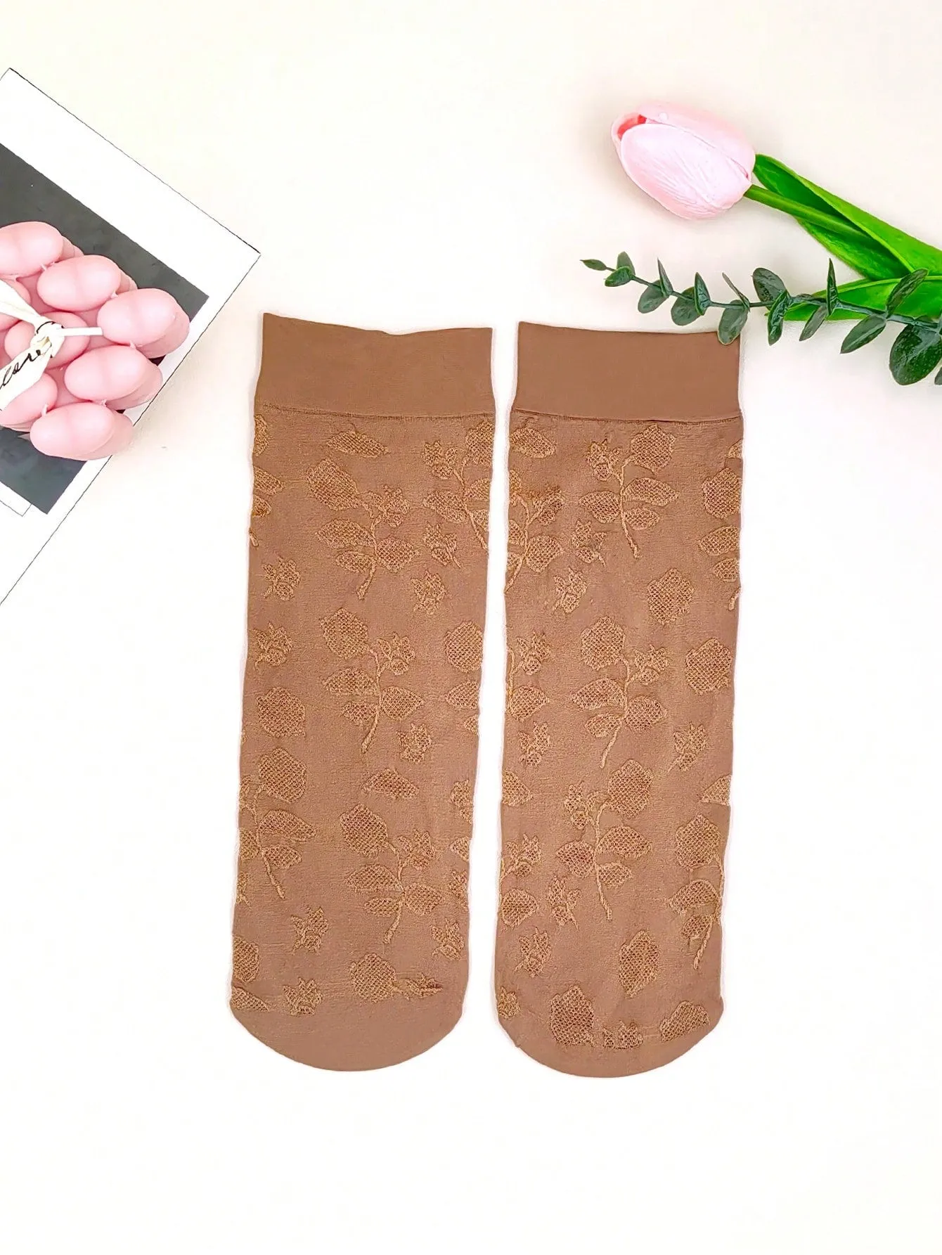 4pairs Simple Breathable Anti-slip Stockings