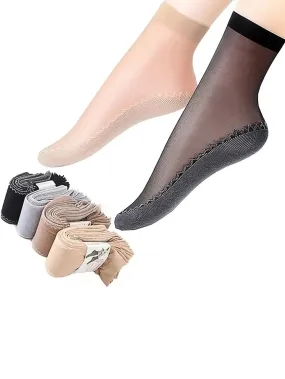 4pairs Simple Breathable Anti-slip Stockings