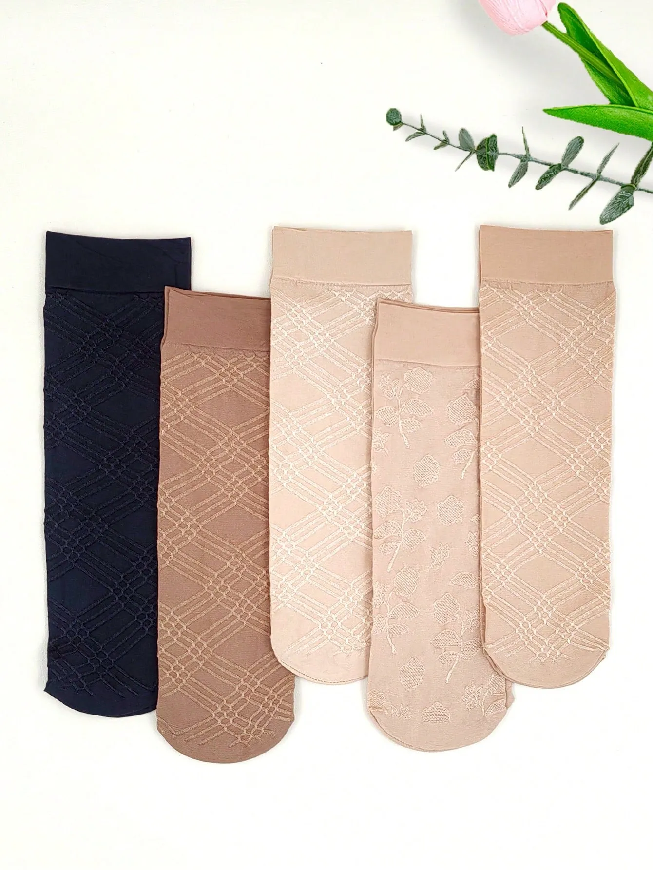 4pairs Simple Breathable Anti-slip Stockings