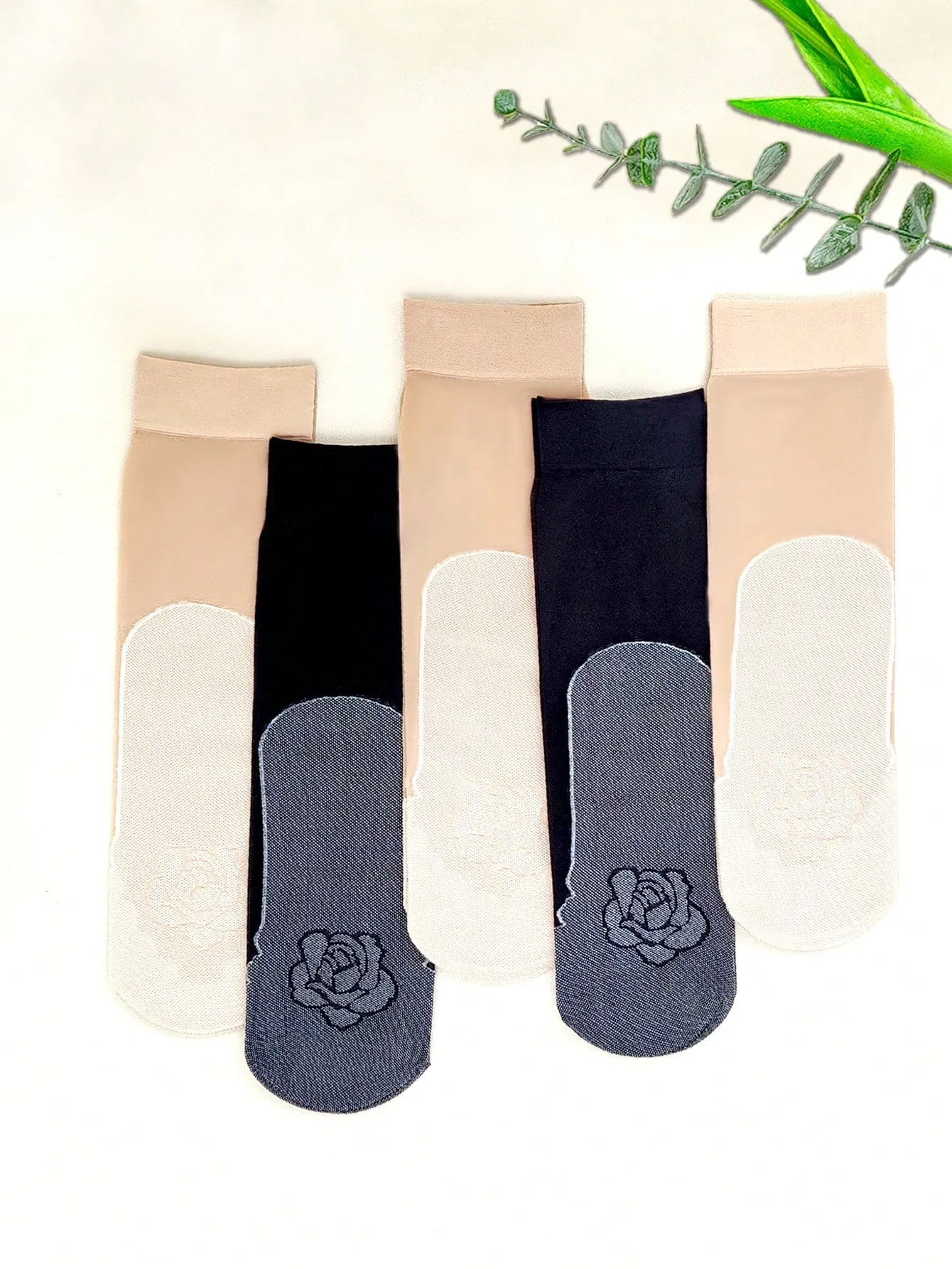 4pairs Simple Breathable Anti-slip Stockings