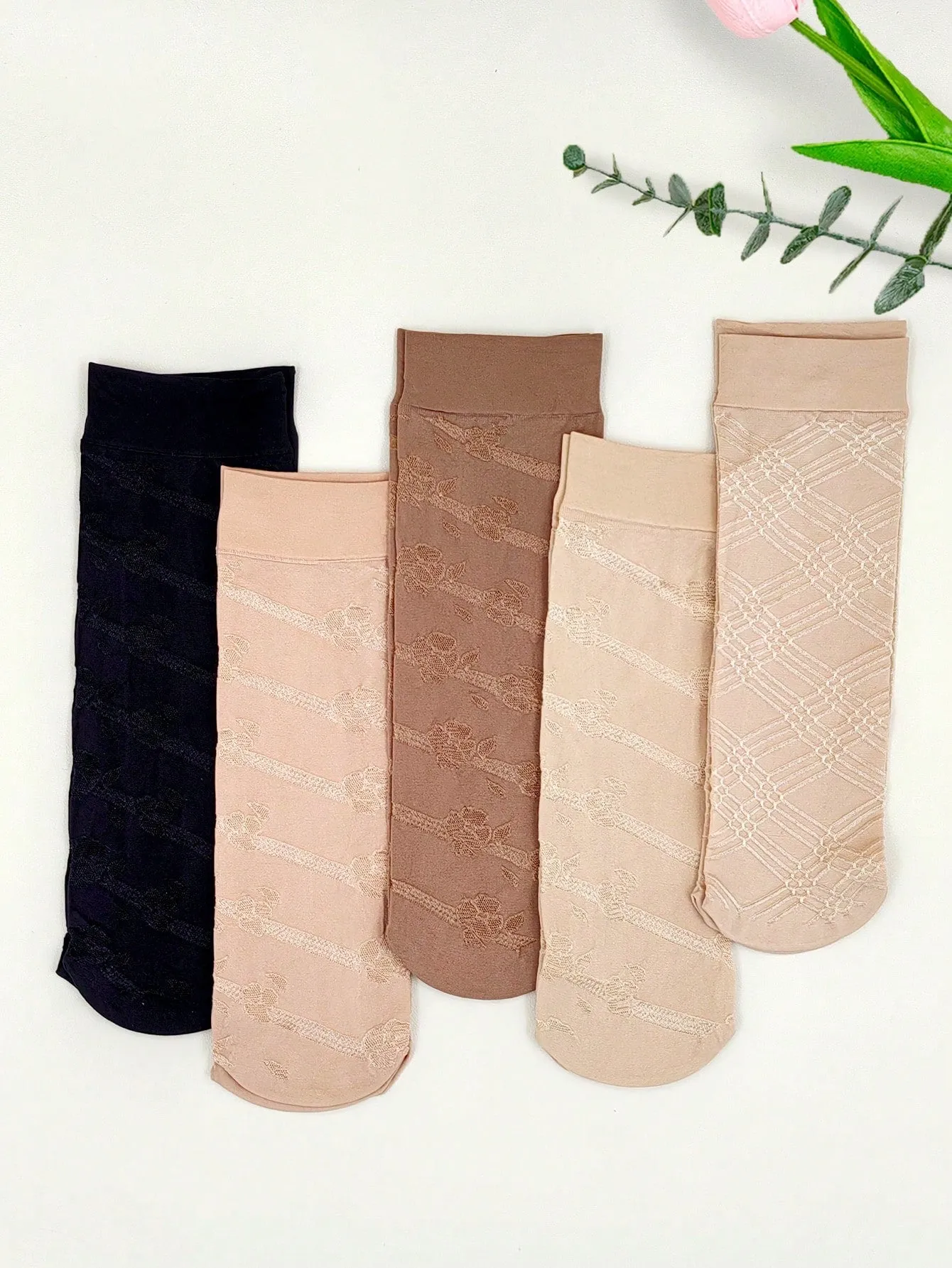 4pairs Simple Breathable Anti-slip Stockings