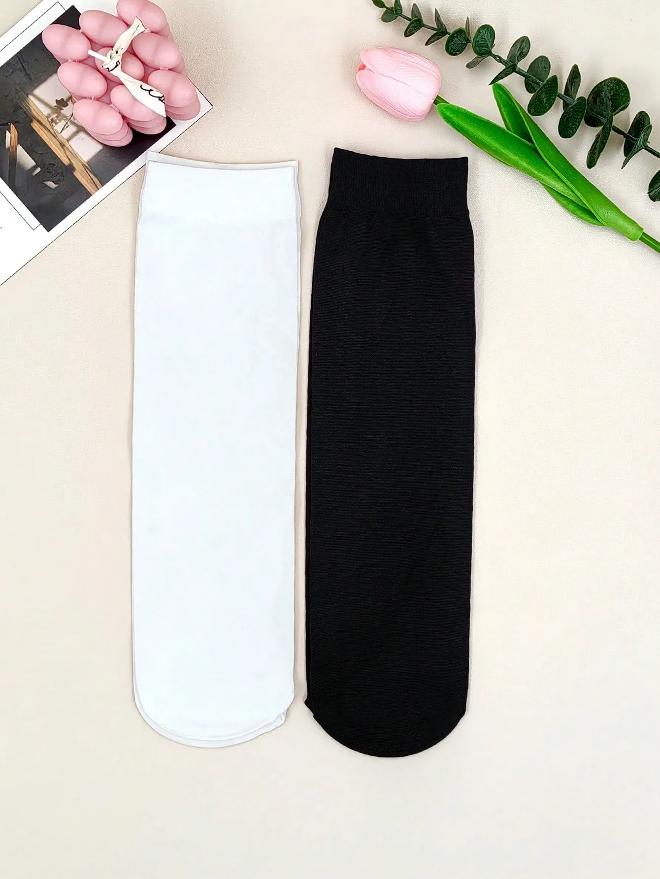 4pairs Simple Breathable Anti-slip Stockings