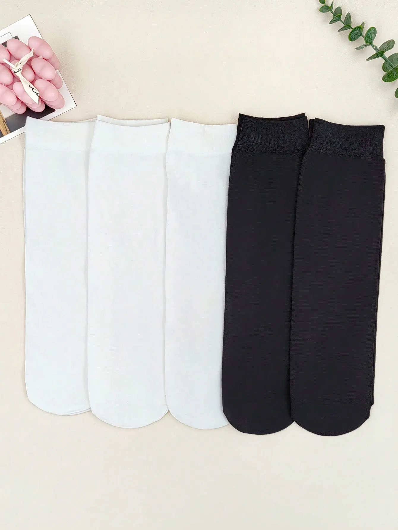 4pairs Simple Breathable Anti-slip Stockings