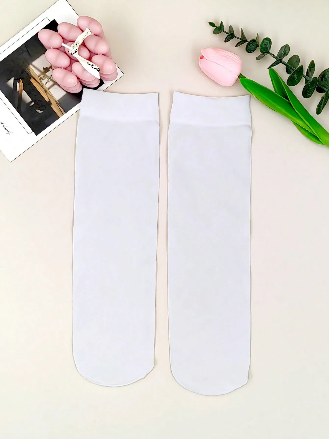 4pairs Simple Breathable Anti-slip Stockings