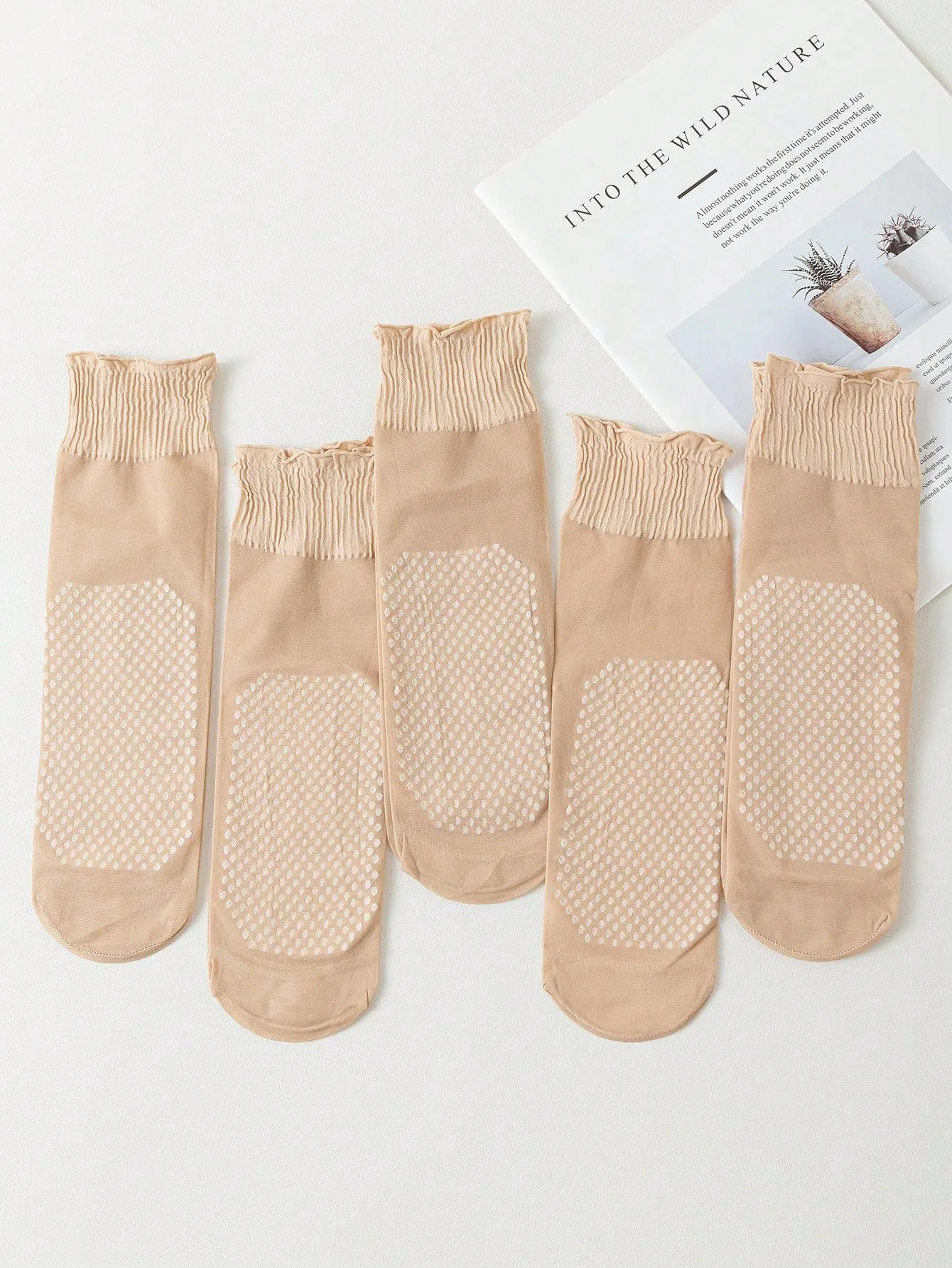 4pairs Simple Breathable Anti-slip Stockings