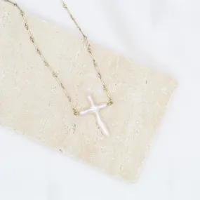 Abide Pearl Cross Necklace