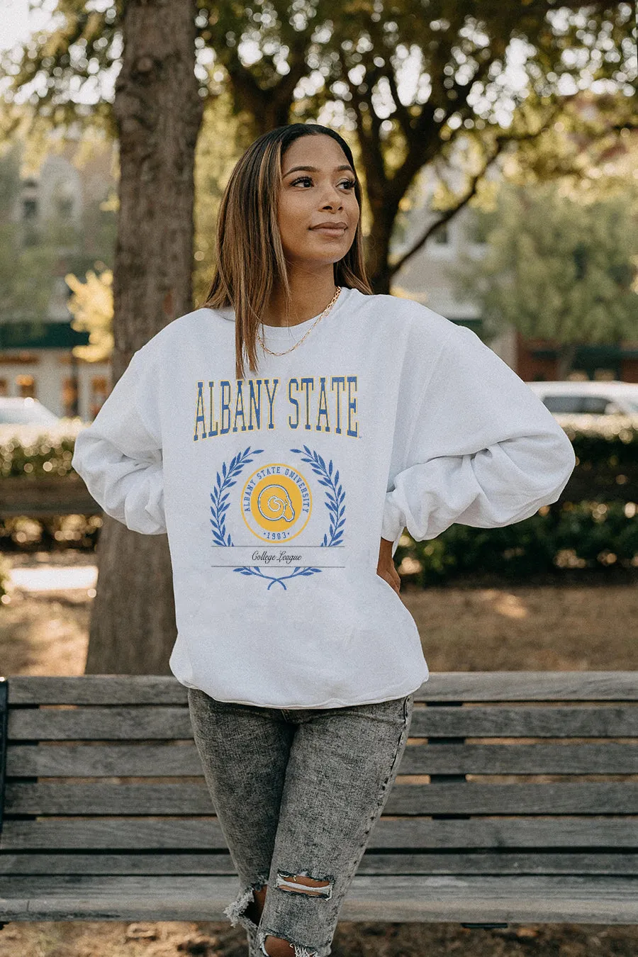 ALBANY STATE GOLDEN RAMS  "IT'S A VIBE" PERFECT CREW SWEATSHIRT