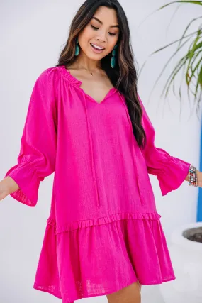 Always In The Lead Pink Linen Dress