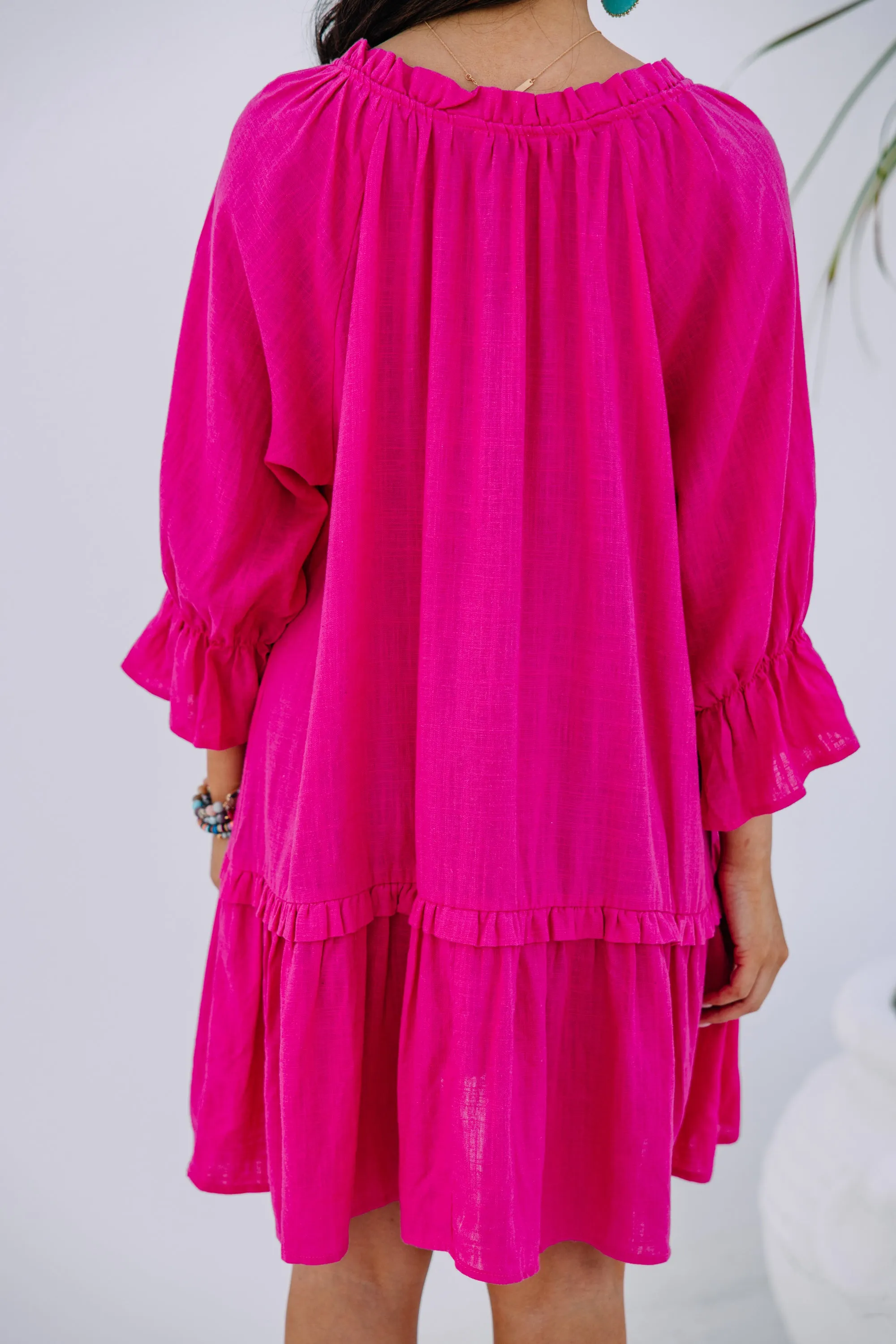 Always In The Lead Pink Linen Dress