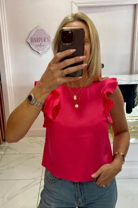 Andrena Pink ruffle Sleeve Detail Top