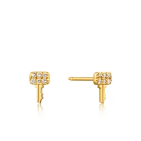 Ania Haie Sterling Silver & Gold Plated Key Sparkle Stud Earrings