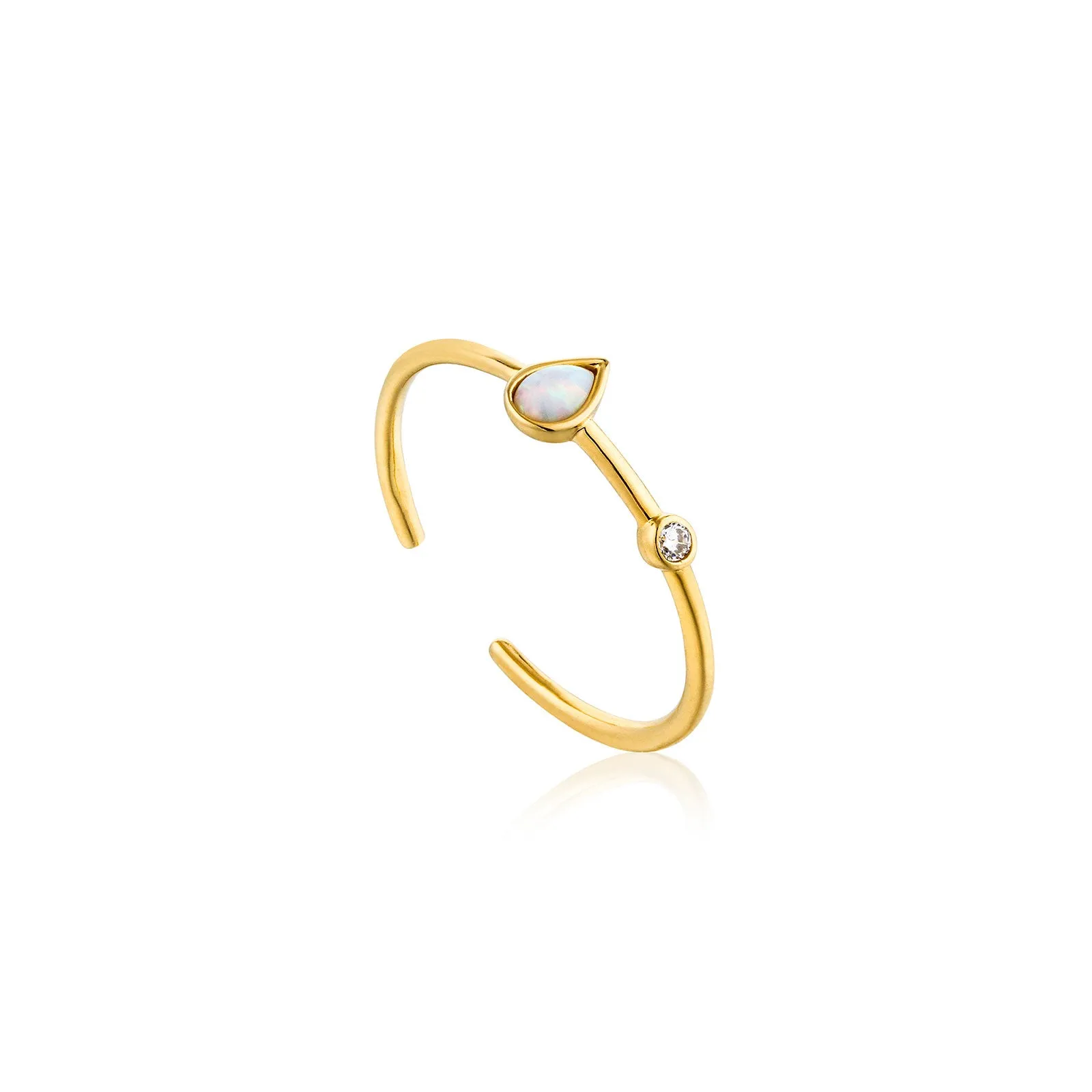 Ania Haie Sterling Silver & Gold Plated Opal Colour Raindrop Adjustable Ring