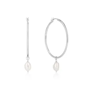 Ania Haie Sterling Silver Freshwater Pearl Hoops