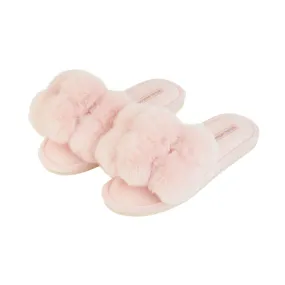 Annabel Trends Cosy Luxe Pom Pom Slippers Pink Quartz Small to Medium