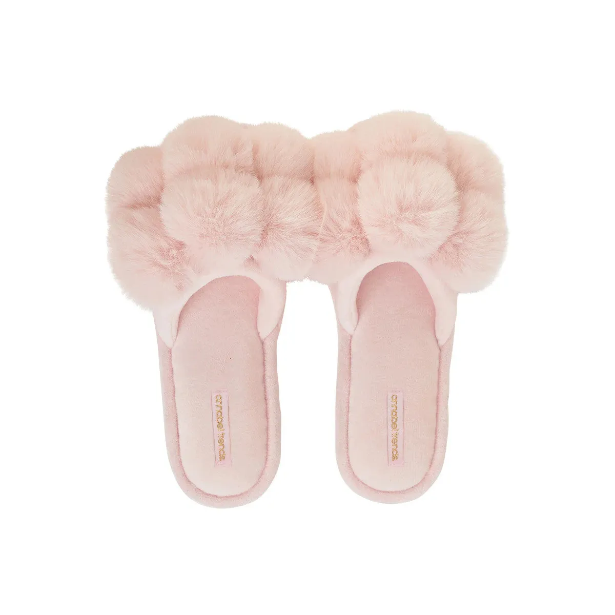 Annabel Trends Cosy Luxe Pom Pom Slippers Pink Quartz Small to Medium