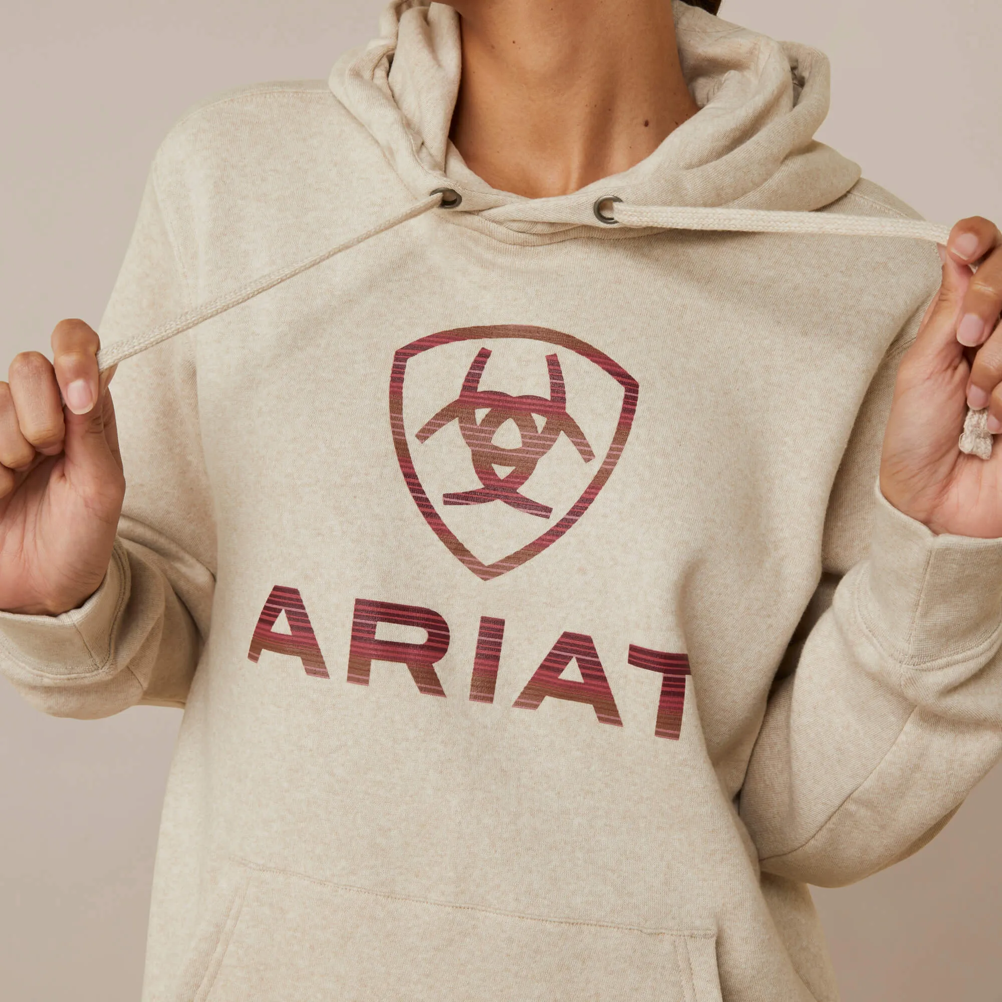 Ariat Women's REAL Oatmeal Heather Ombre Shield Hoodie