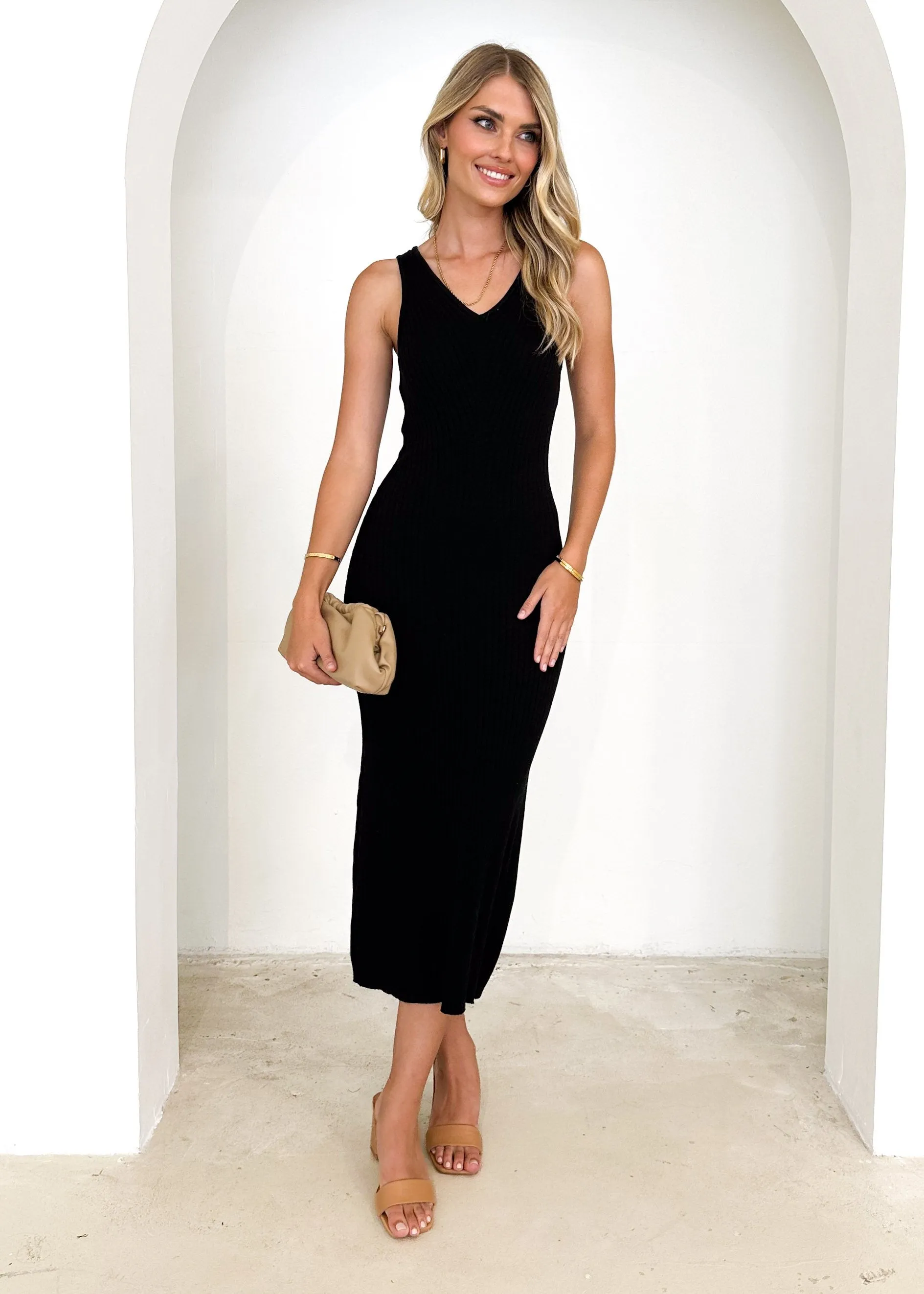 Aston Knit Maxi Dress - Black