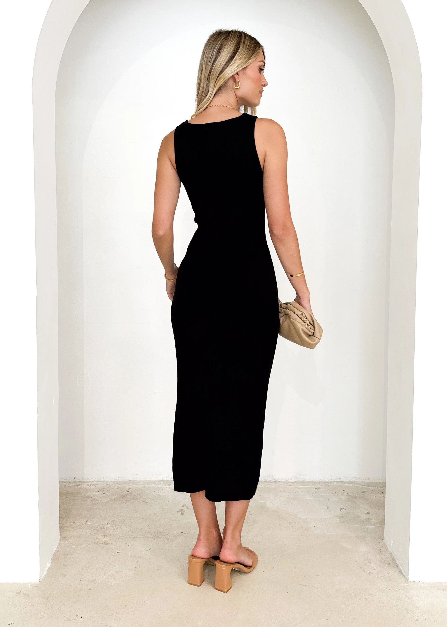 Aston Knit Maxi Dress - Black