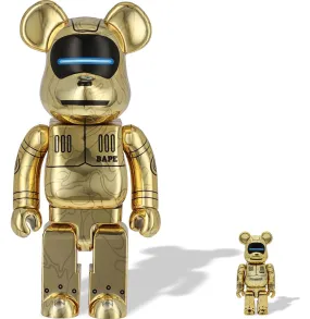 Baby Milo X Hajime Sorayama Gold 100% & 400% Be@rbrick x Bape- A Bathing Ape