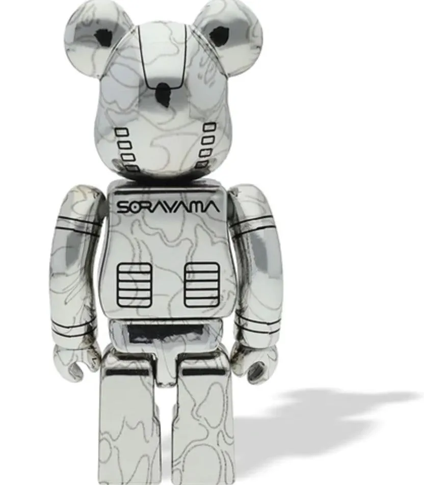 Baby Milo X Hajime Sorayama Silver 100% & 400% Be@rbrick x Bape- A Bathing Ape