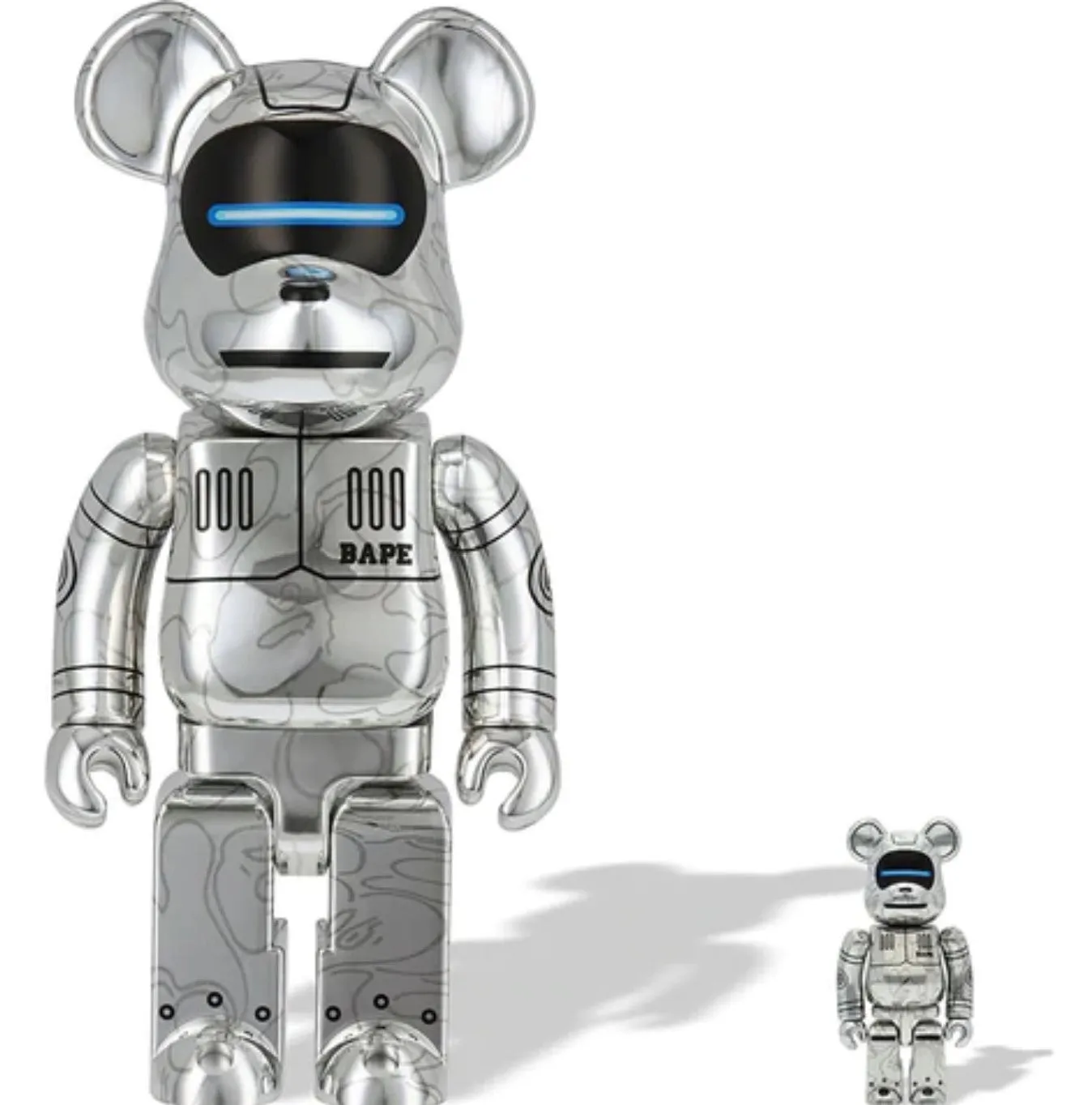 Baby Milo X Hajime Sorayama Silver 100% & 400% Be@rbrick x Bape- A Bathing Ape