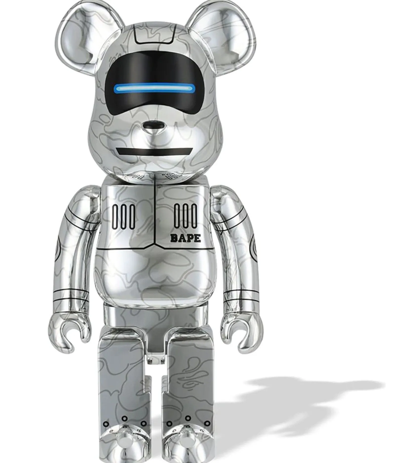 Baby Milo X Hajime Sorayama Silver 1000% Be@rbrick x Bape- A Bathing Ape