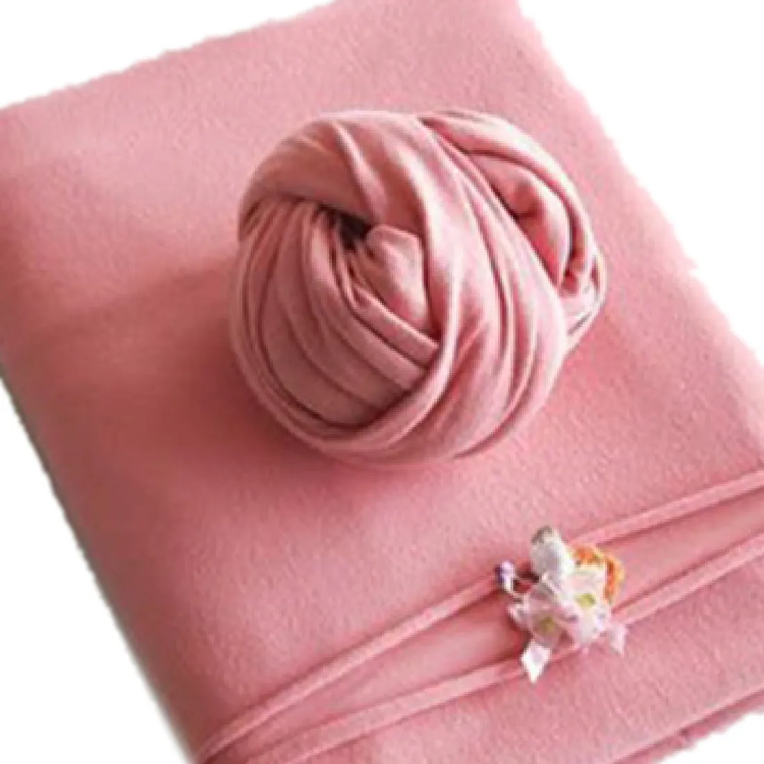 Babymoon ( Set of 3 ) Jersey stretchable Baby Photography Shoot Bean Bag Layer,Hairband And Wrap-Pink