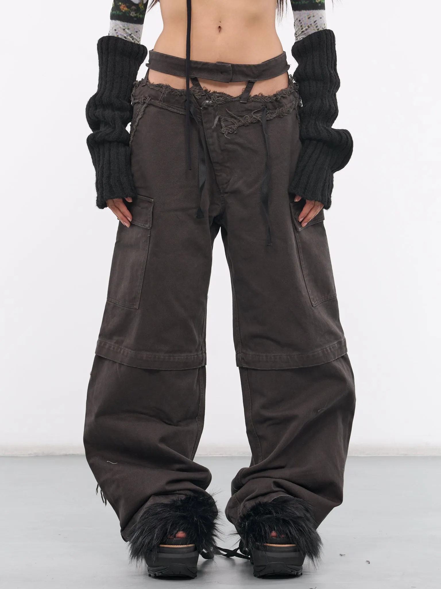 Baggy Cargo Pants (1060801521-DARK-BROWN-CANVAS)