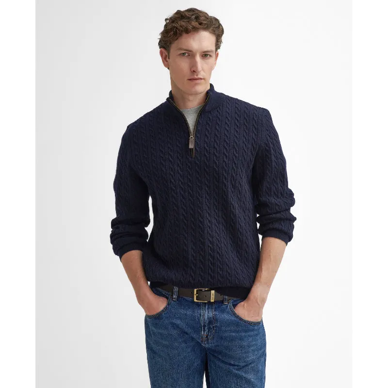 Barbour Ramsden Lambswool Half Zip Knitted Mens Jumper - Navy