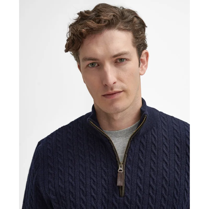 Barbour Ramsden Lambswool Half Zip Knitted Mens Jumper - Navy