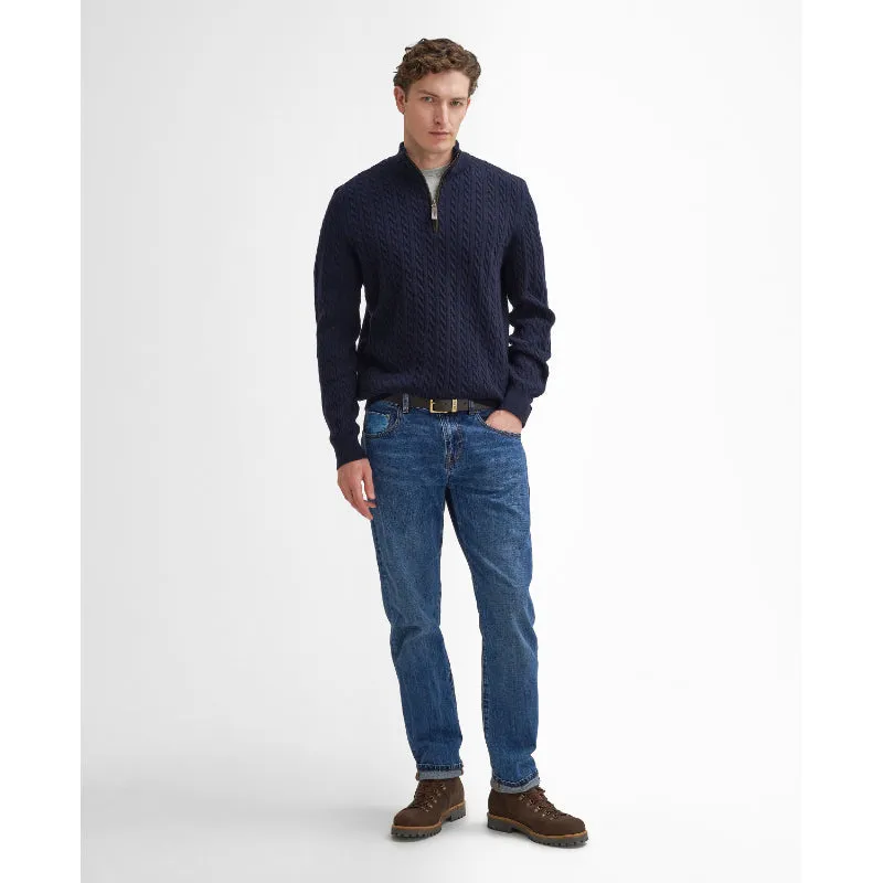 Barbour Ramsden Lambswool Half Zip Knitted Mens Jumper - Navy