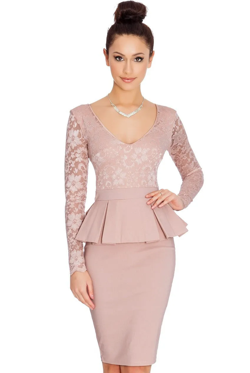 Beautiful Long Sleeve Scoop Lace Short Bodycon Dress