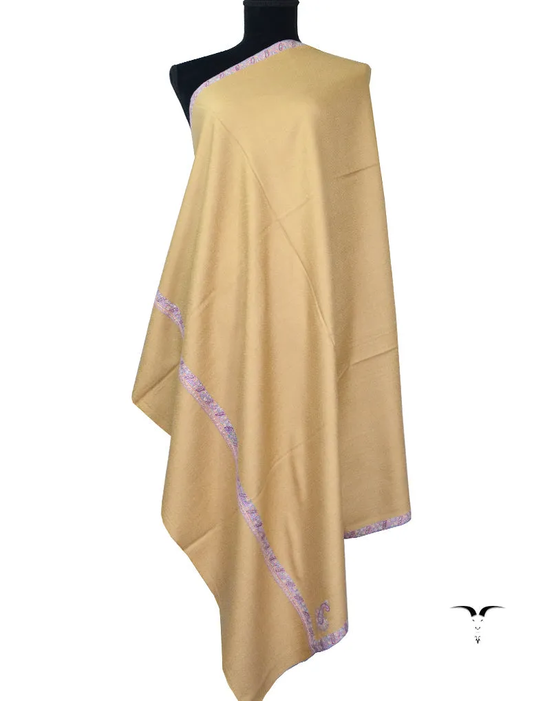 Beige Pashmina Shawl With Sozni Work 5511