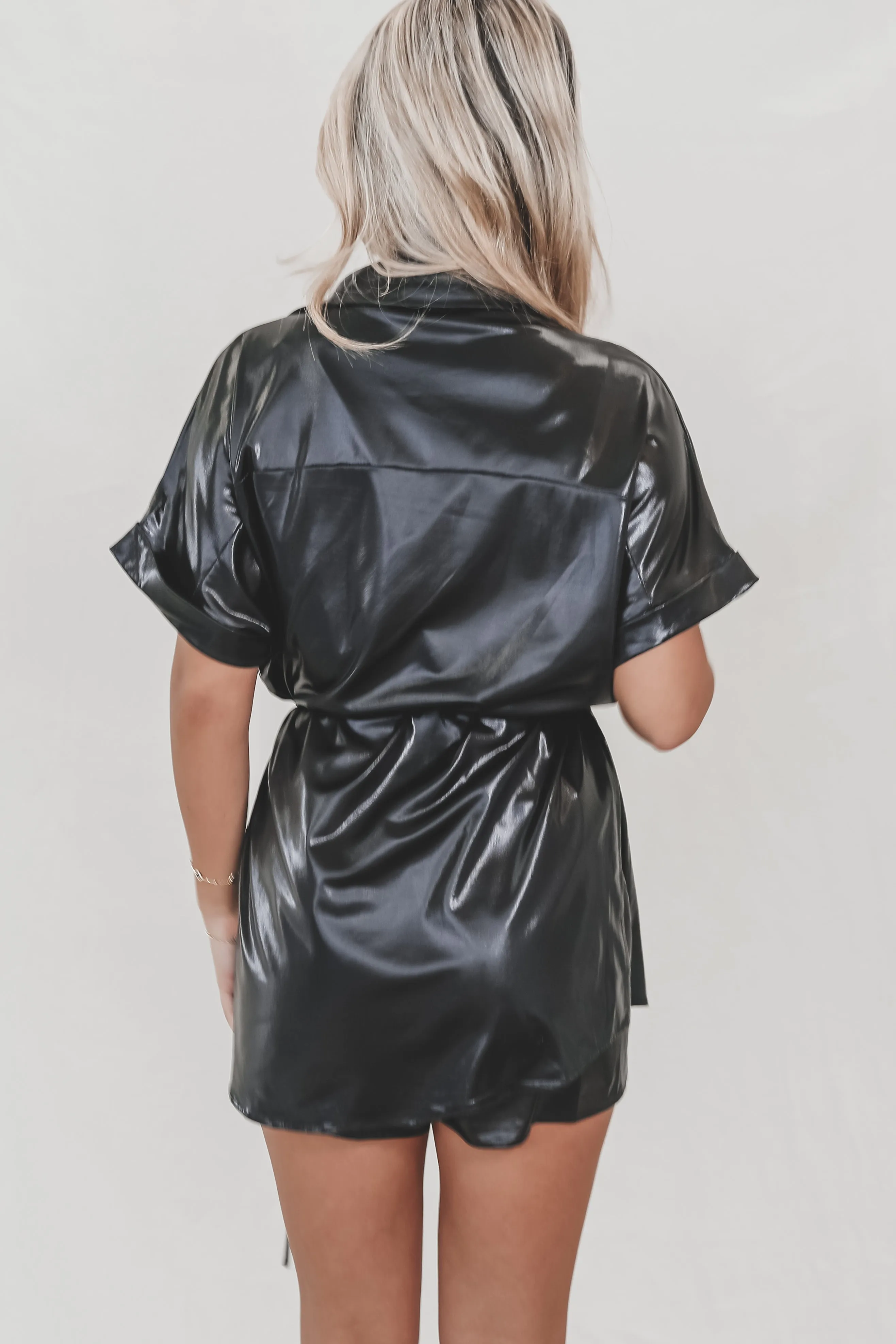 Beverly Hills Black Liquid Short Sleeve Romper