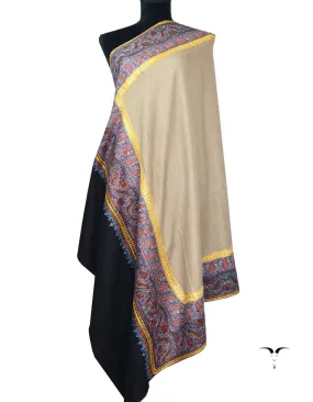 Black & Natural Pashmina Shawl With Sozni & Tilla 5481