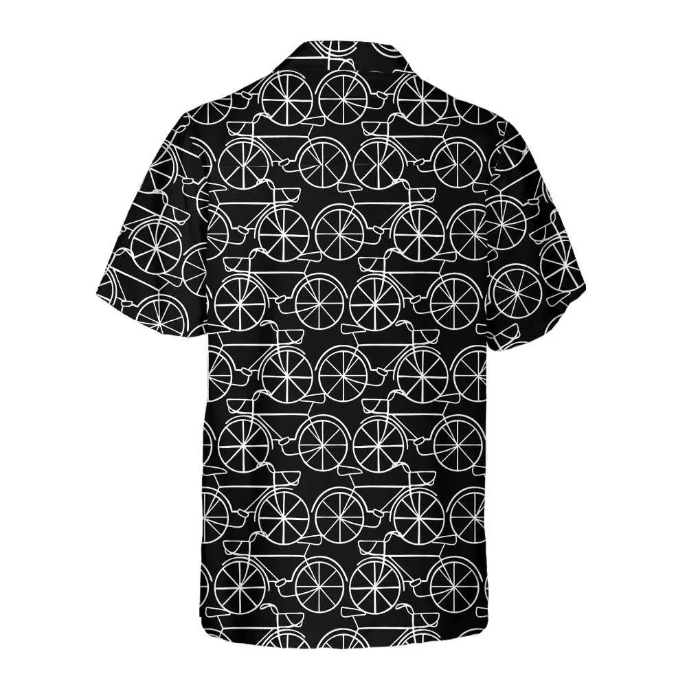 Black And White Bicycle Seamless Pattern Cycling Hawaiian Shirt, Cycling Shirt For Men & Women, Cycling Gift