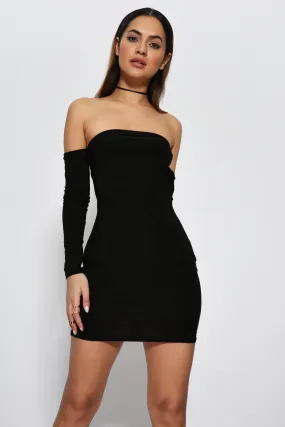 Black Off The Shoulder Bodycon Dress