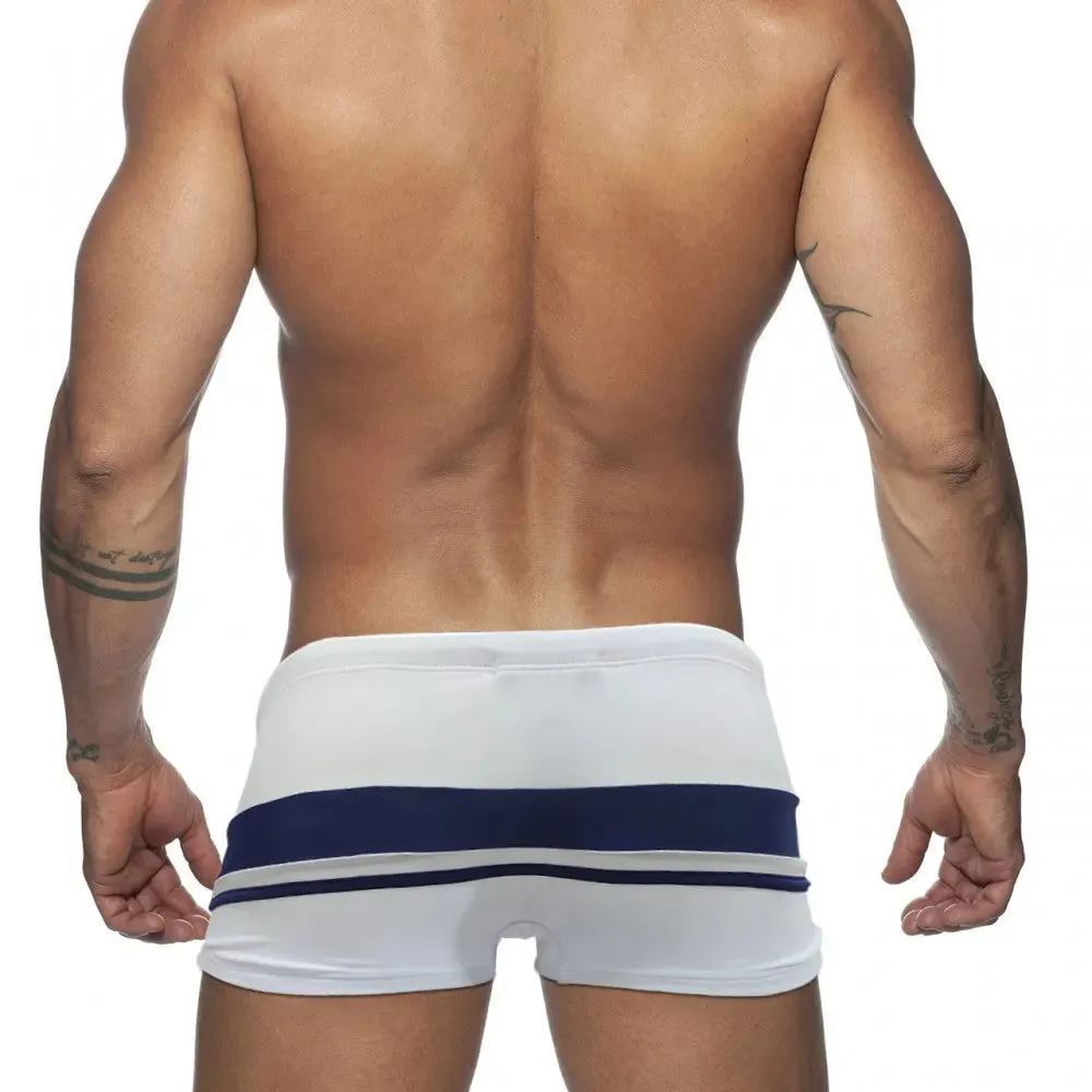 Blue White Stripes Polyester Spandex Boxer