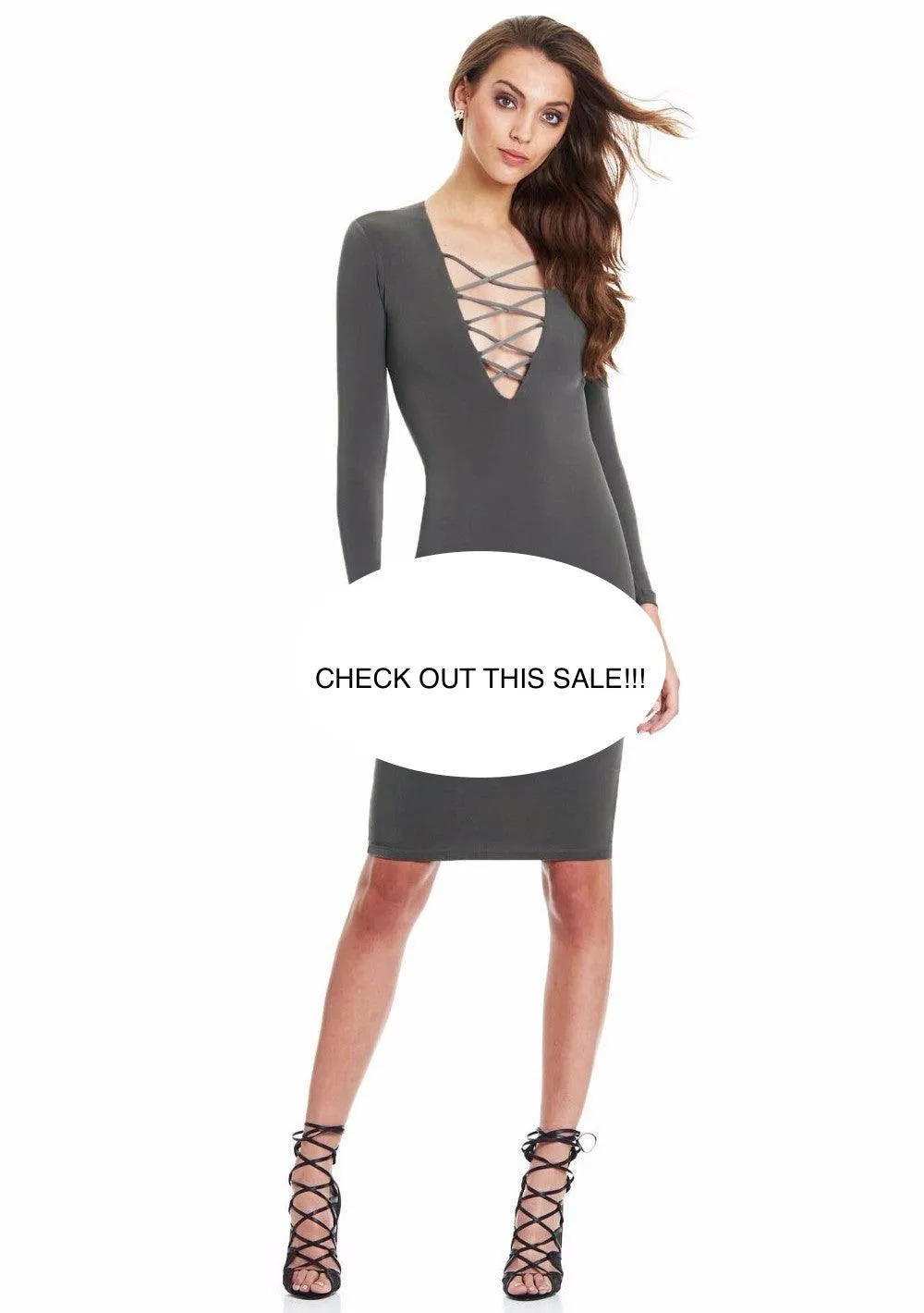 BODYCON LACE-UP FRONT DRESS