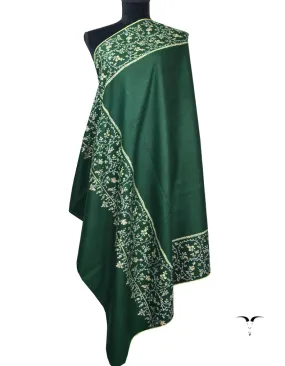 Bottle Green Pashmina Shawl In Sozni 5488