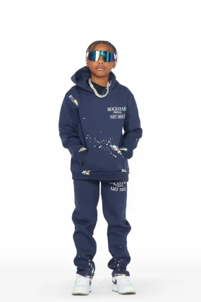 Boys Palmer Navy Hoodie Slim Fit Track Set