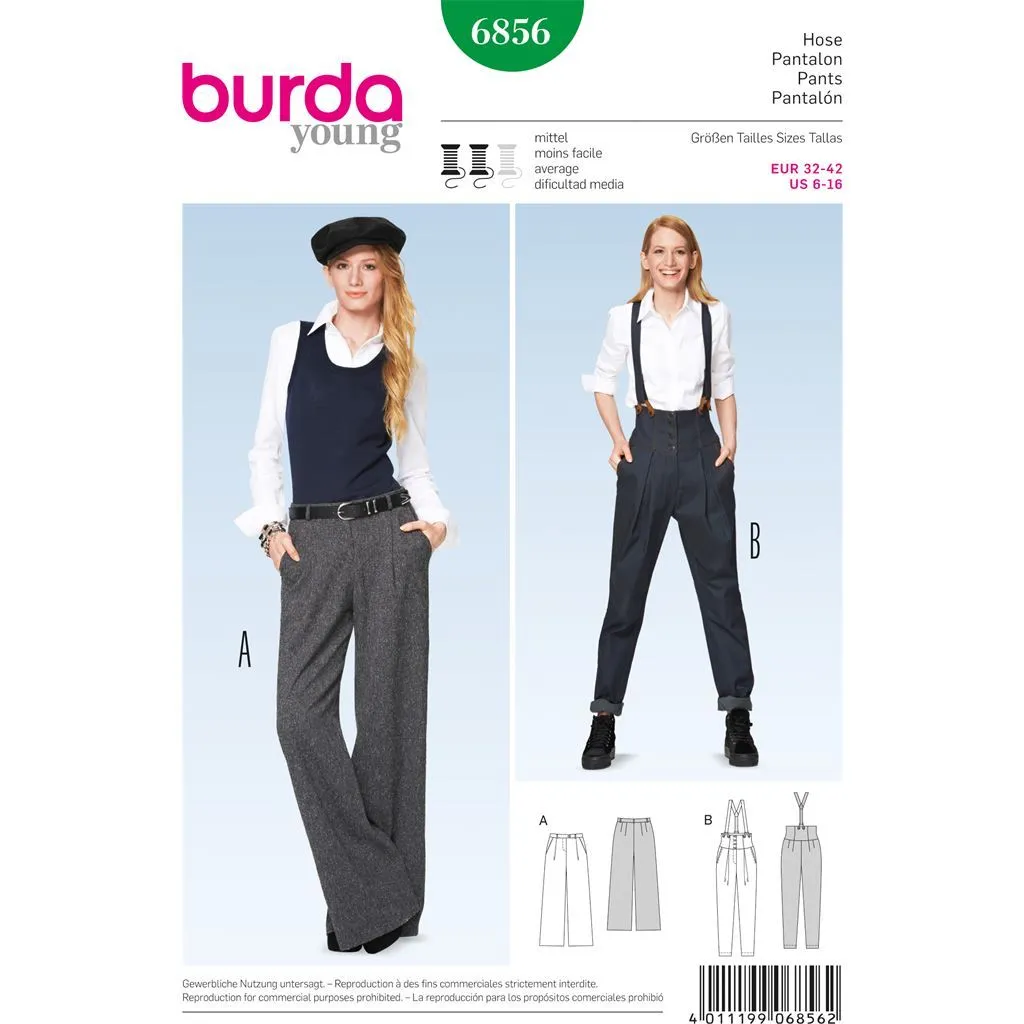 Burda Style B6856 Trousers & Jumpsuit Sewing Pattern