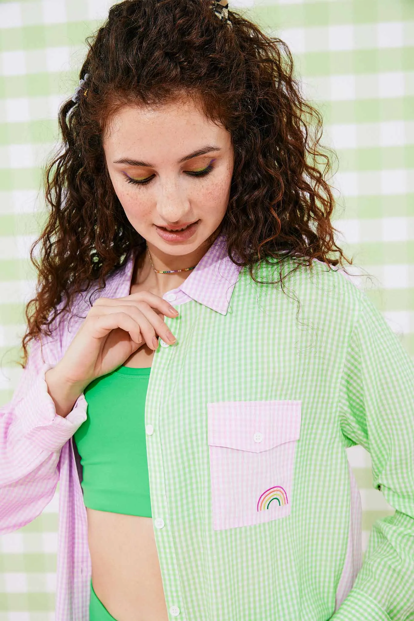 Button Down in Gingham Pastel Patchwork